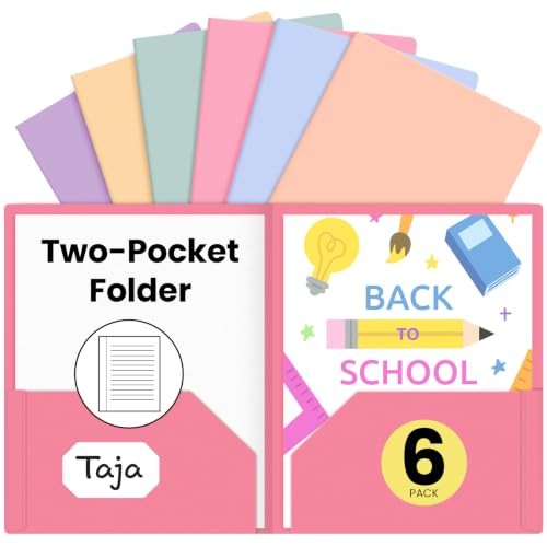 Plastic Folders with Pockets (Assorted Pastel Colors), 2 6 Pack B-pastel