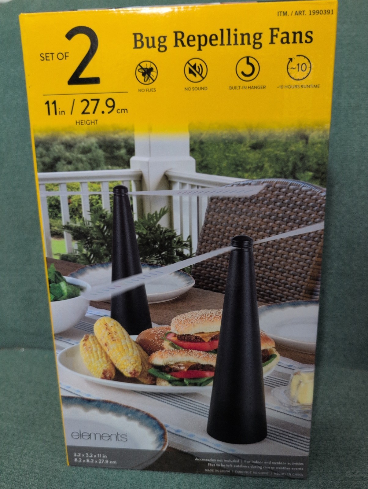 Elements Set of 2 Rechargeable Bug Repelling Fans Outdoor Picnic Summer