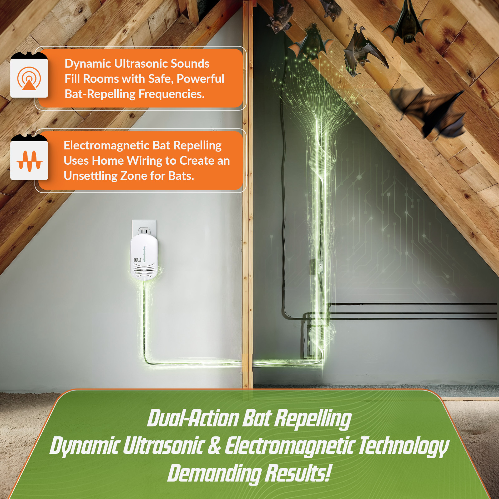 -USED- BugWomp Bat Expulsion Unit with Dynamic Repellent Technology (White)