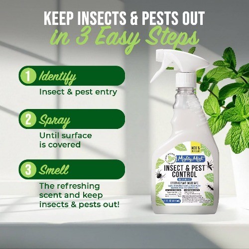 Mighty Mint Peppermint Oil Bug Spray Pump 15oz Pet Safe Plant Indoor Outdoor