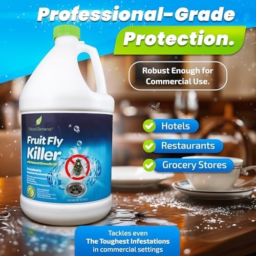 Natural Elements Fruit Fly Killer Gel for Drain Flies Gnats Flying Ants 1 Gallon