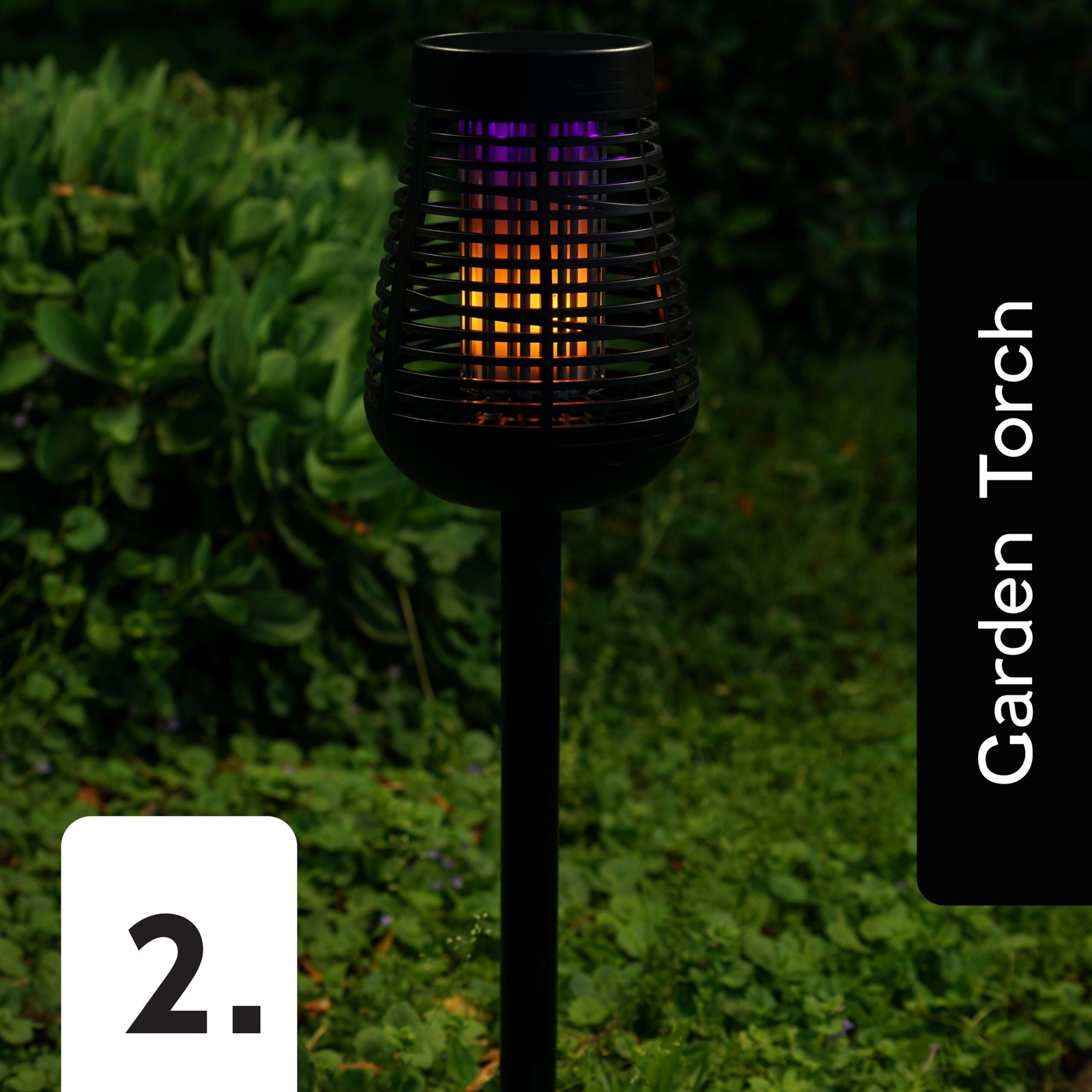 PIC Solar Bug Zapper Twin Pack 600V Insect Trap LED Flame Outdoor Weatherproof
