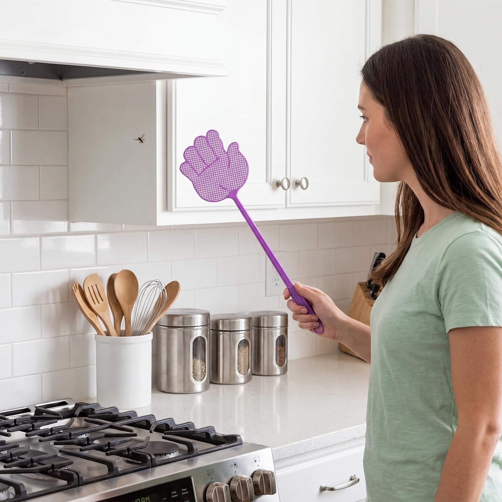 36 Pcs Long Handle Fly Swatter – Heavy Duty Manual Bug Killer, Assorted Colors