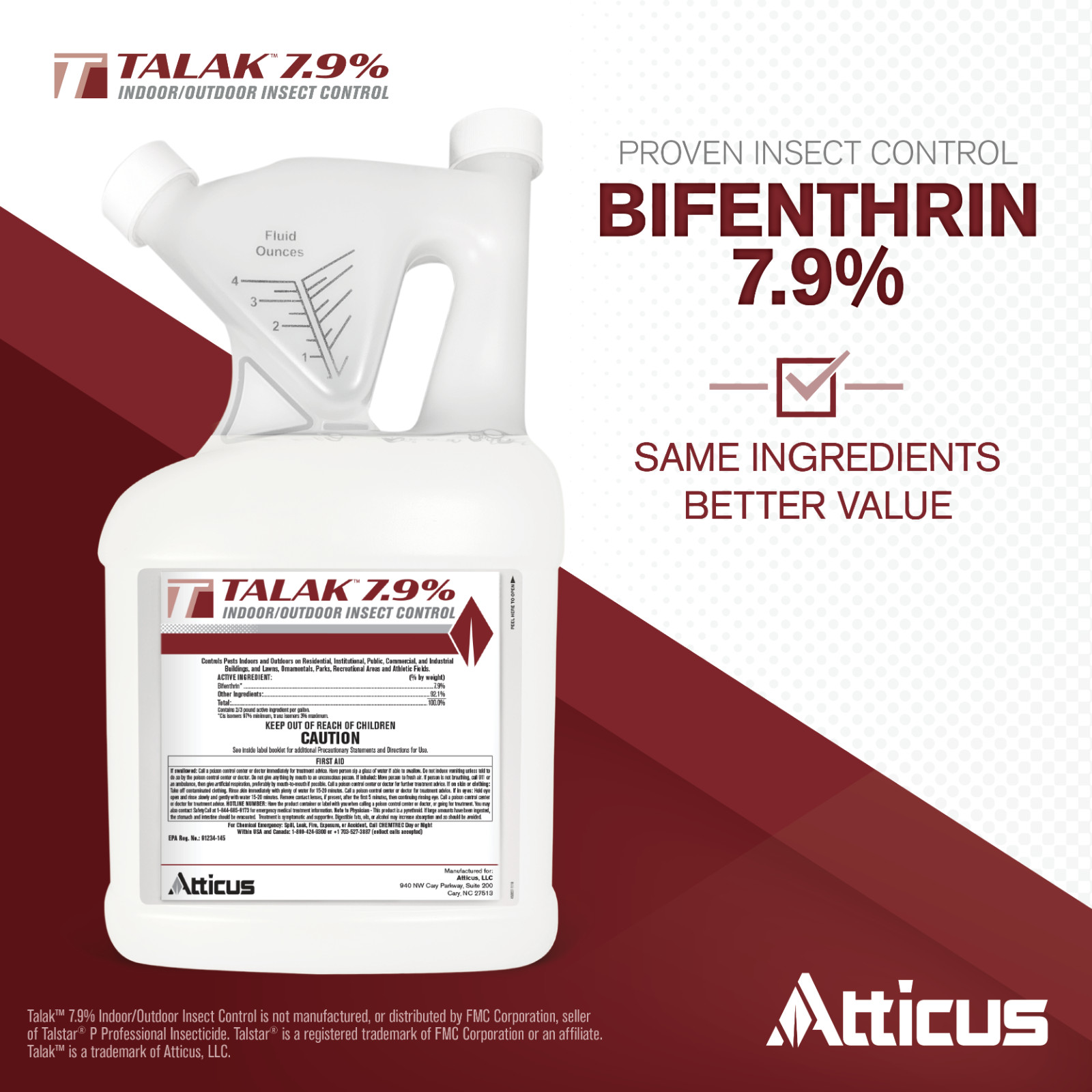 Talak 7.9% Indoor/Outdoor Insect Control – Bifenthrin Concentrate (1 GAL)