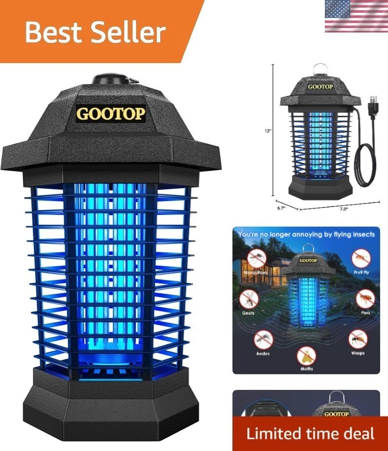 Black Vintage Bug Zapper – Versatile Indoor/Outdoor Electric Insect Exterminator