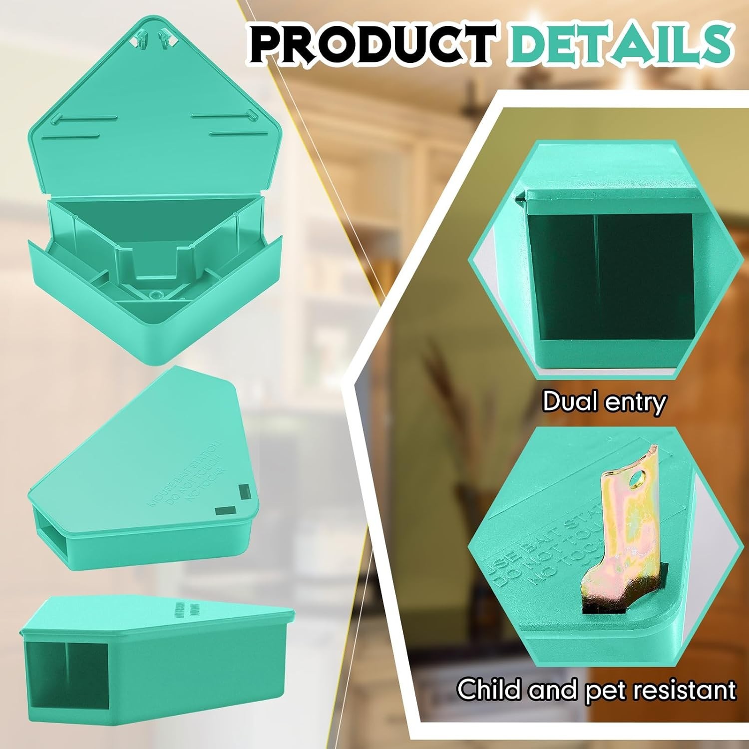 Set of 36 Lockable Mouse Stations – Modern Blue, Enclosed Design, Key Included