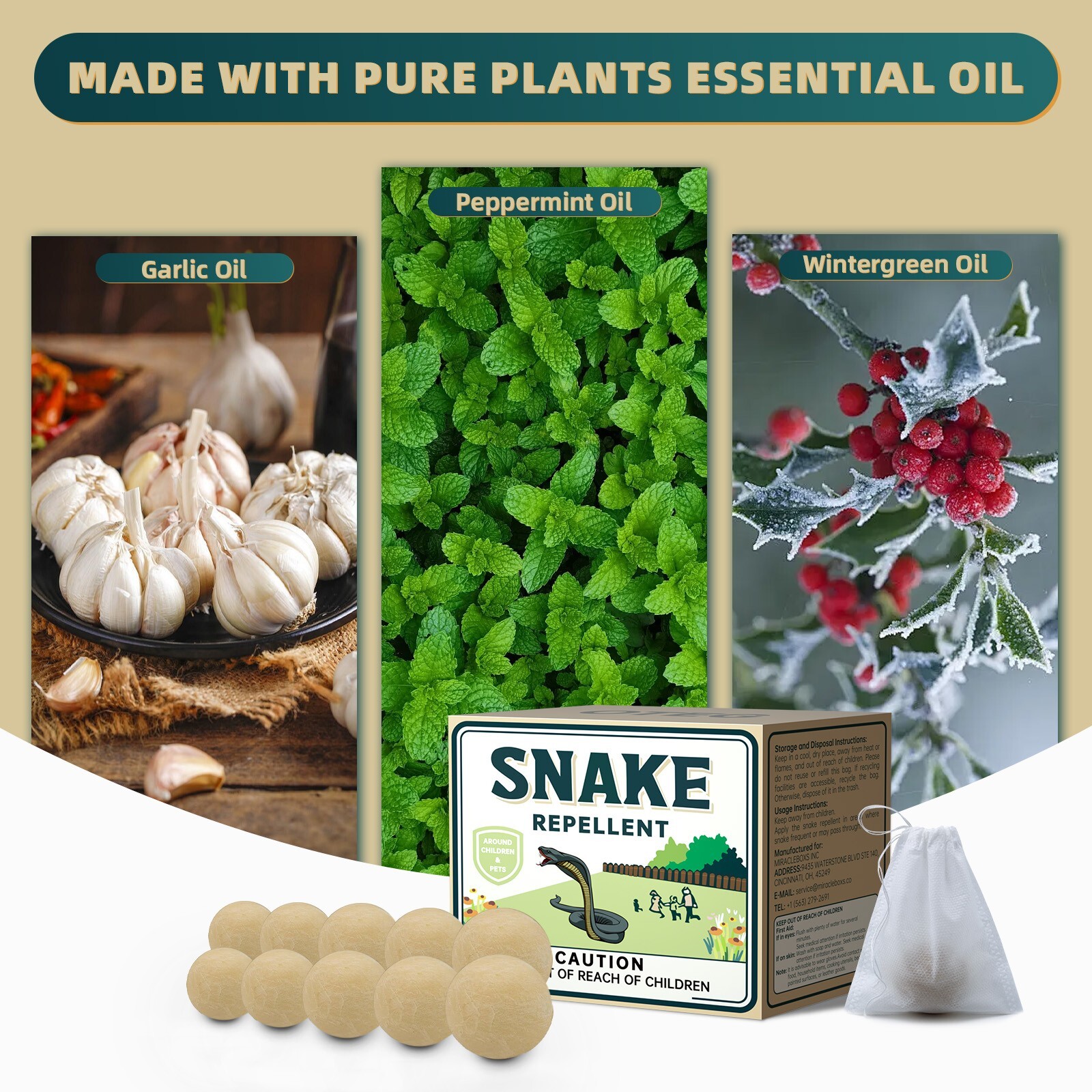 Snake Repellent Outdoor, Snake Repellent for Yard Powerful, Natural-10 Pouches