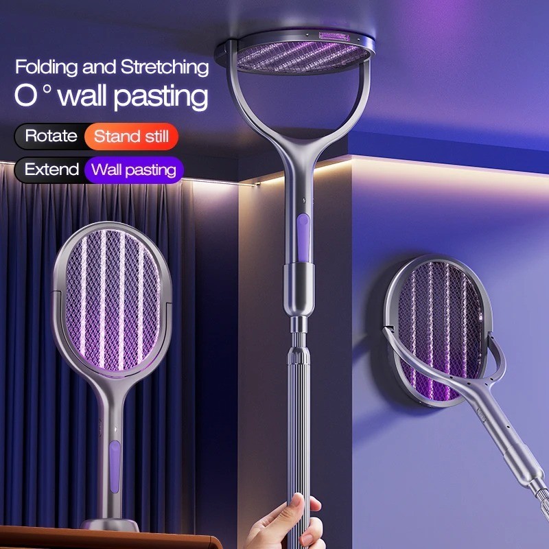 6-in-1 Electric Fly Swatter Bug Zapper Mosquito Racket with Extendable Handle US