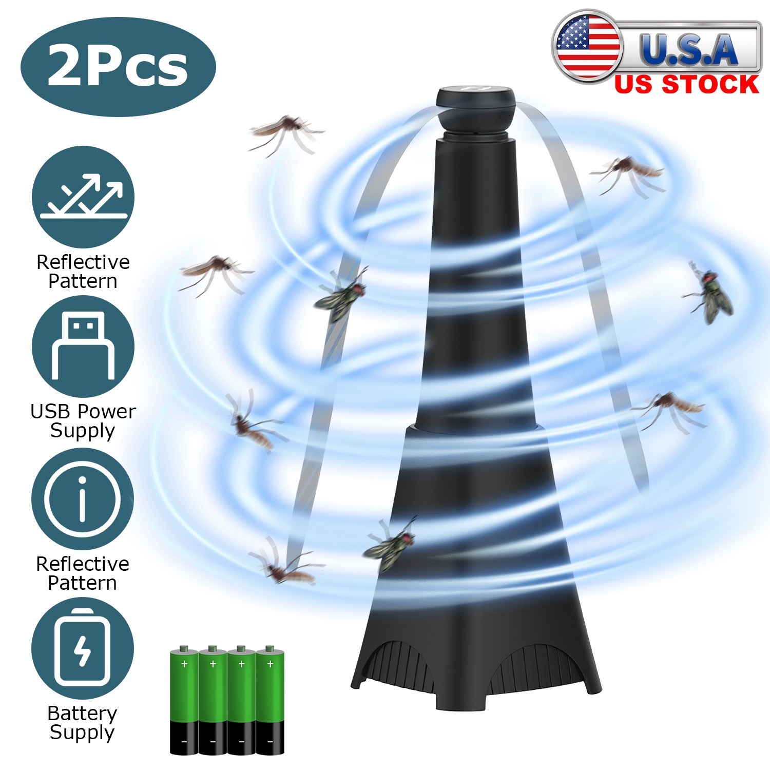 2Pcs Rechargeable Fly Repellent Quiet Fan Hanging&Desktop Fan For Indoor/Outdoor