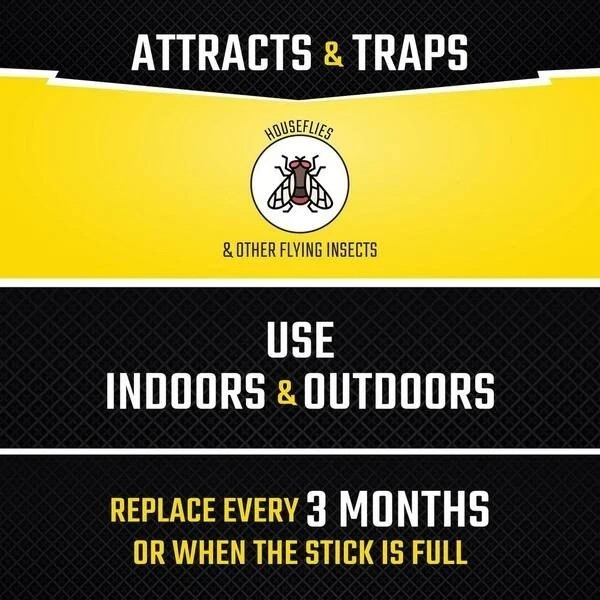 2 Pack Black Flag Fly Stick Hanging Indoor Outdoor Fly Trap No Insecticide