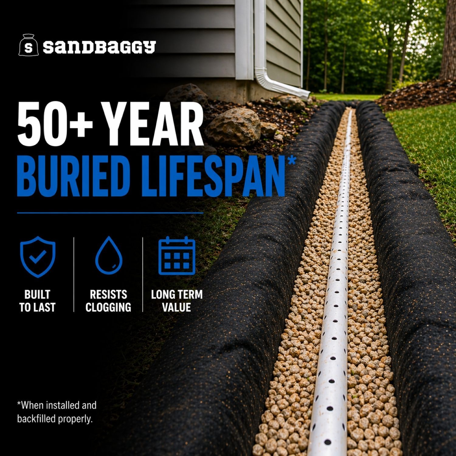 French Drain Filter Fabric | Non-Woven Geotextile Landscape Fabric (4 oz)