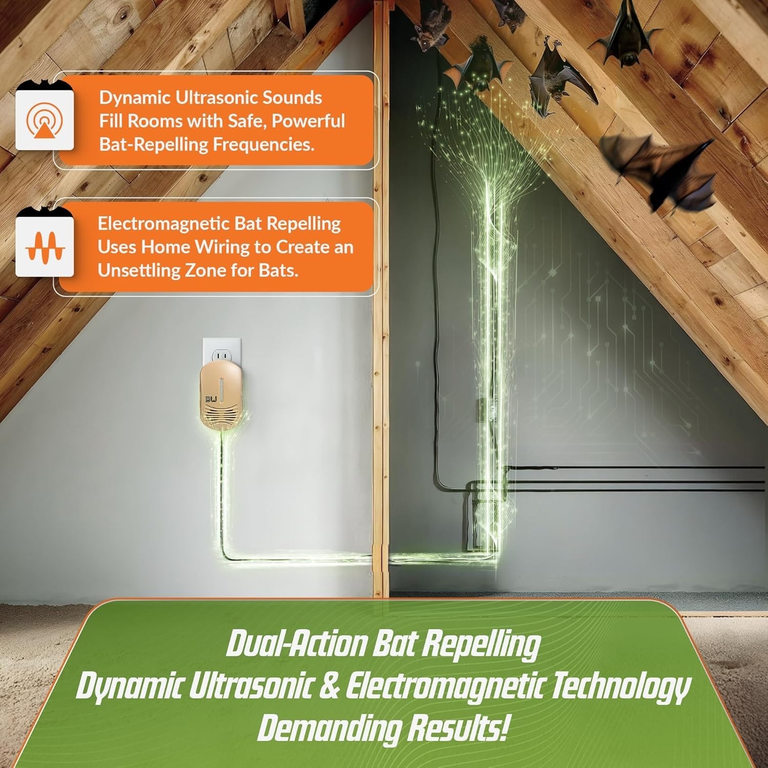 BugWomp Bat Expulsion Unit – Equipped with Dynamic Repellent Technology (Tan)