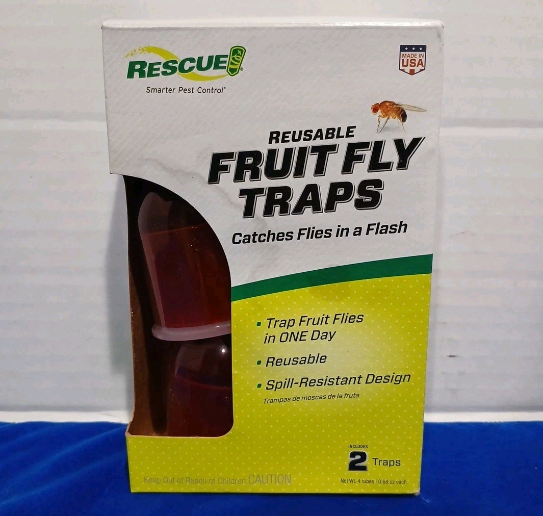 Rescue 2-Count Pack of Reusable Fruit Fly Traps 4 Packs Of Attractant Included