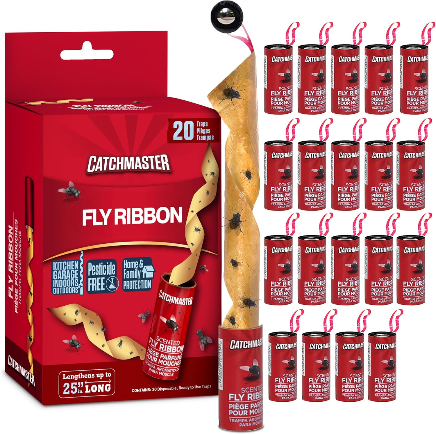 Fly Ribbon 20-Pack, Bug & Fruit Fly Traps Outdoor and Indoor, Premium Adhesive S