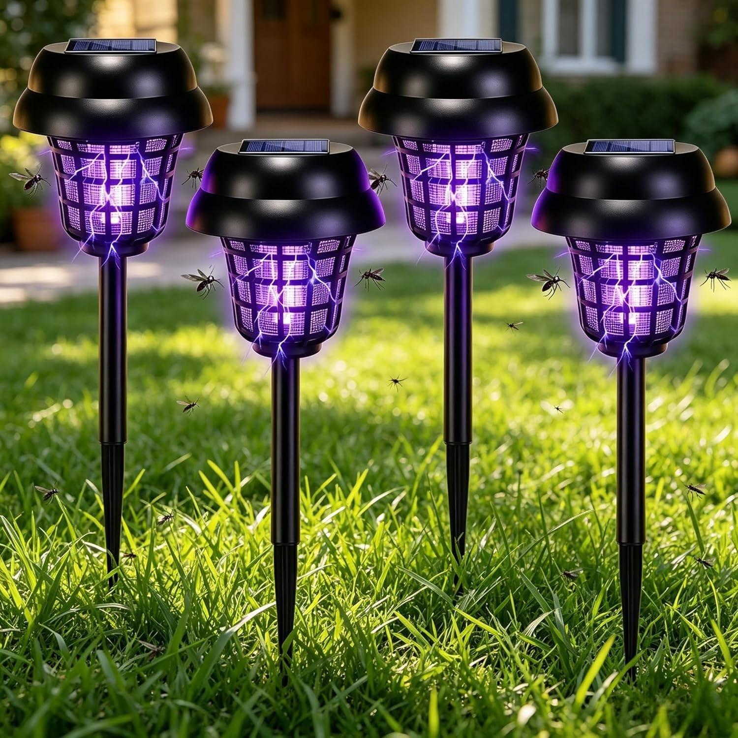 4 Pack Solar Bug Zapper Outdoor Waterproof for Yard Garden Patio