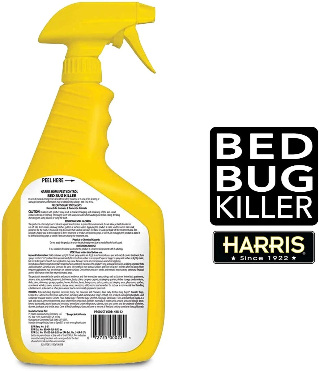 2~ Harris Home Pest Control BED BUG & LICE Killer Spray Liquid 32 oz Odorless