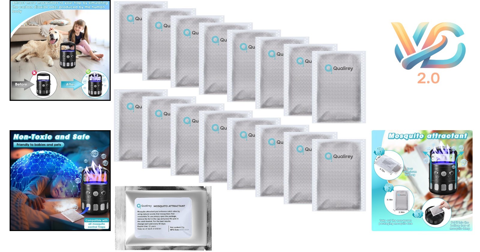 16 Pack Mosquito Attractant Refill for Indoor Outdoor Traps Safe Long Lasting