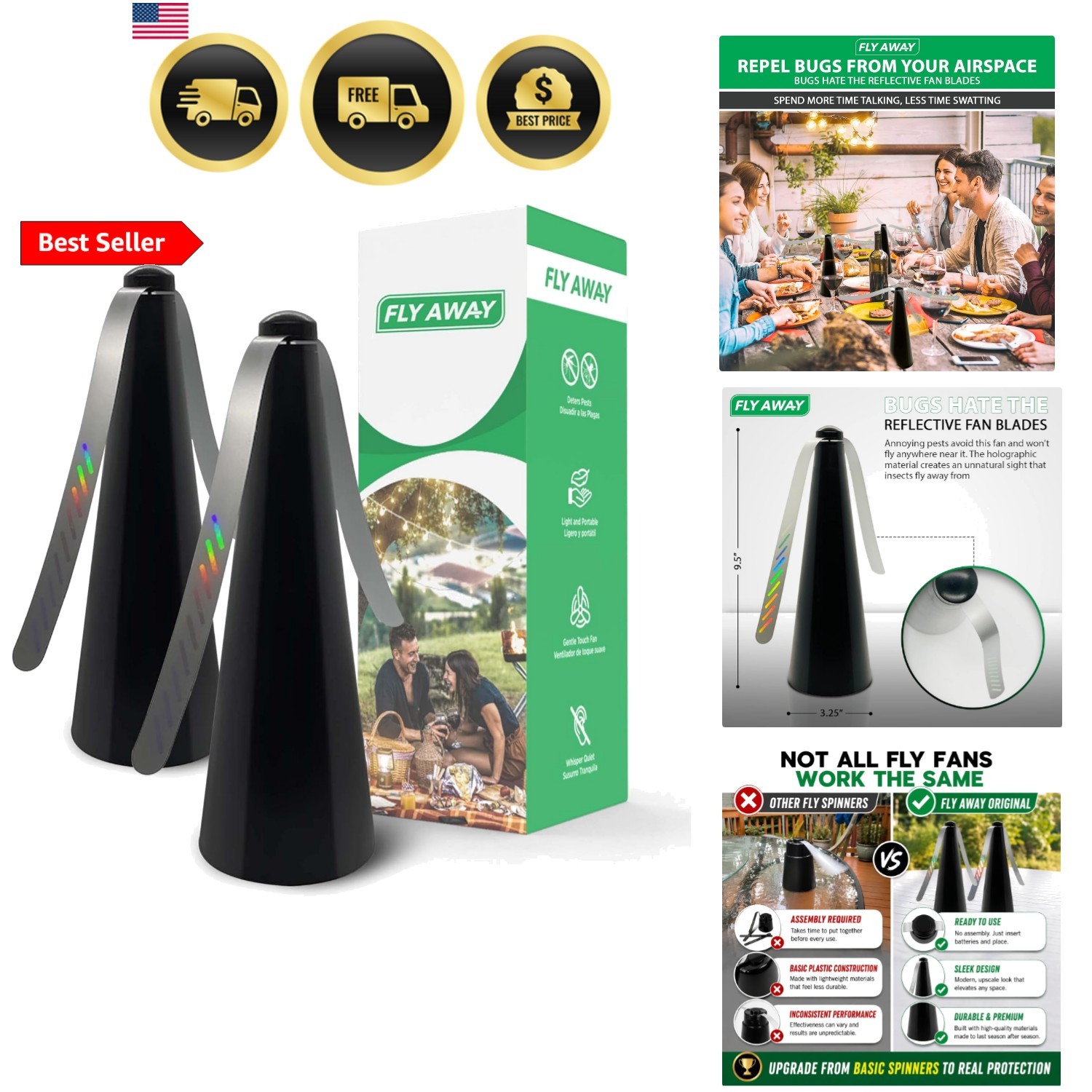Outdoor Fly Repellent Fan Pest Control Bug Repeller Indoor Outdoor Portable