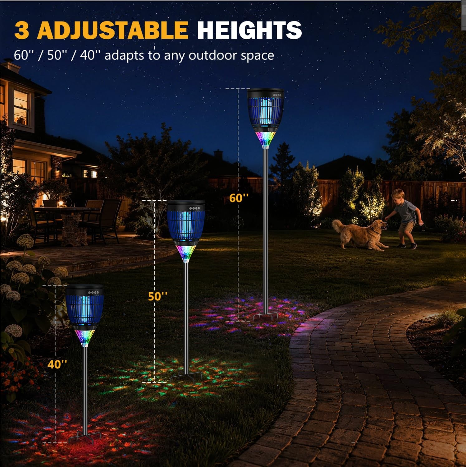 All in 1 Solar Bug Zapper Outdoor, Flame & Projection Mode, Auto/Manual Modes…