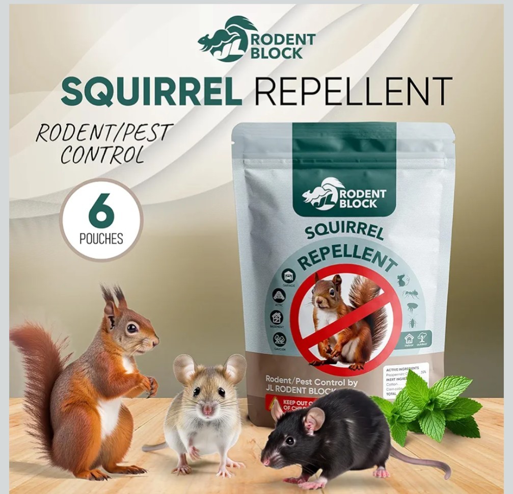 JL Rodent Block Pest Deterrent Pouch 6-Pack – All Natural Peppermint Oil