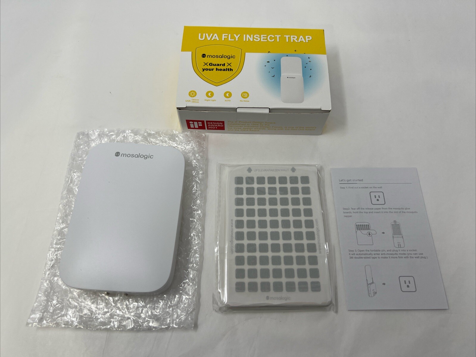 Mosalogic Flying Insect Trap Plug-in Mosquito Killer Gnat Catcher White