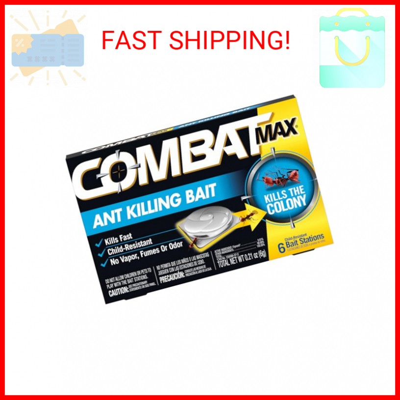 Combat Max Ant Killing Bait Stations, Indoor and Outdoor Use, 6 Count