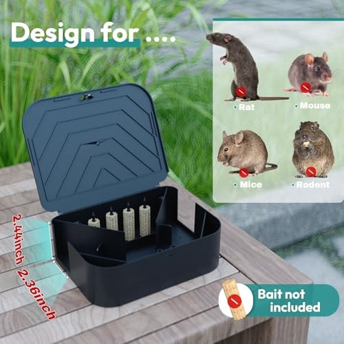 6 Pack Rat Bait Station Lockable Pet Child Safe Reusable