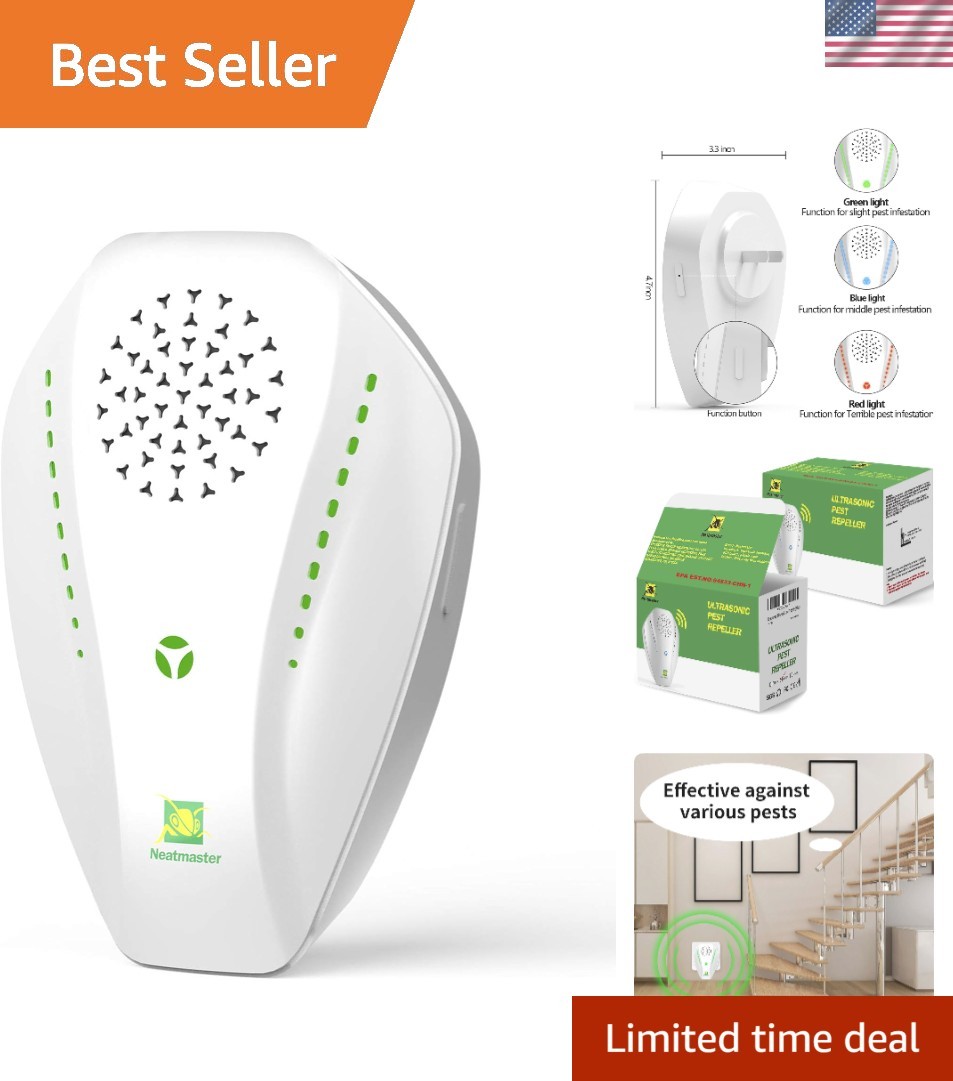 Ultrasonic Pest Repeller, White, Modern