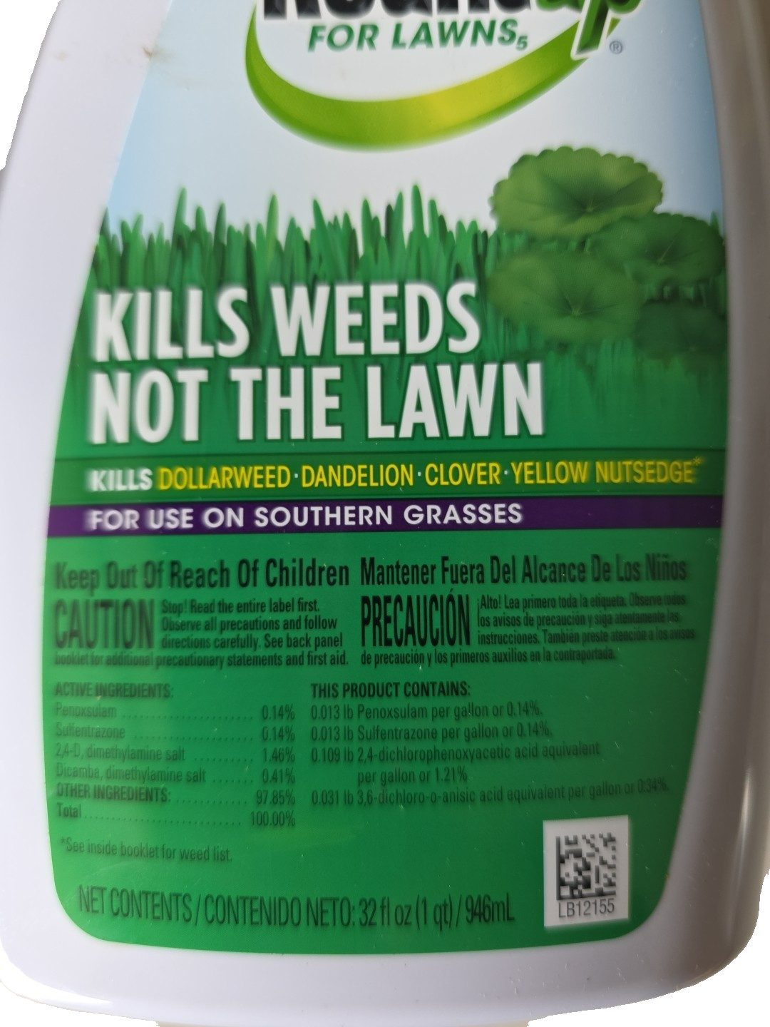 Roundup For Lawns Weed Killer Concentrate 32 Oz Kills Crabgrass Clover Dandelion