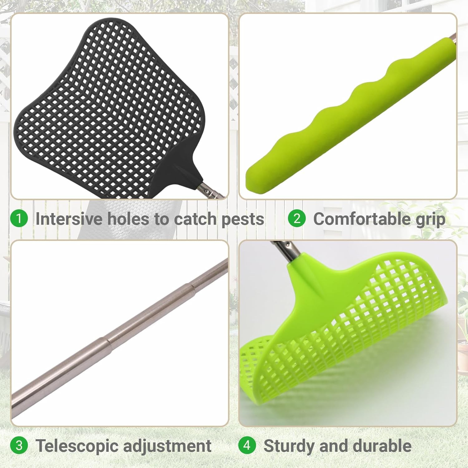 3 Pack Telescopic Fly Swatter, Plastic Fly Swatter Heavy Duty Set, Manual Flyswa