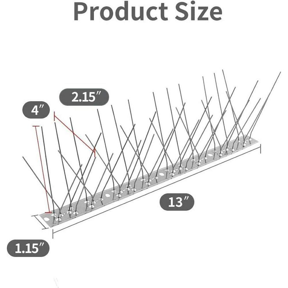 13 In. X 1.15 In. Stainless Steel Bird Spikes Deterrent 32.5 Ft. Coverage for ou