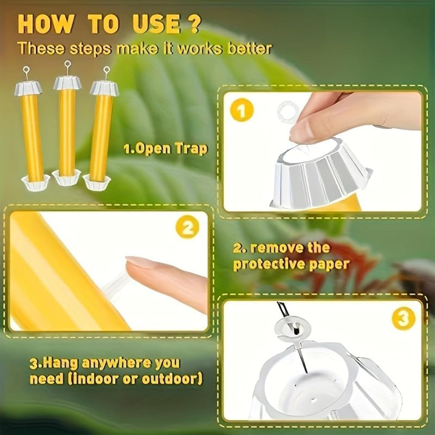 1 PCS Fly Trap Fly Stick Indoor Outdoor Long Lasting Adhesive Fly Catcher with H