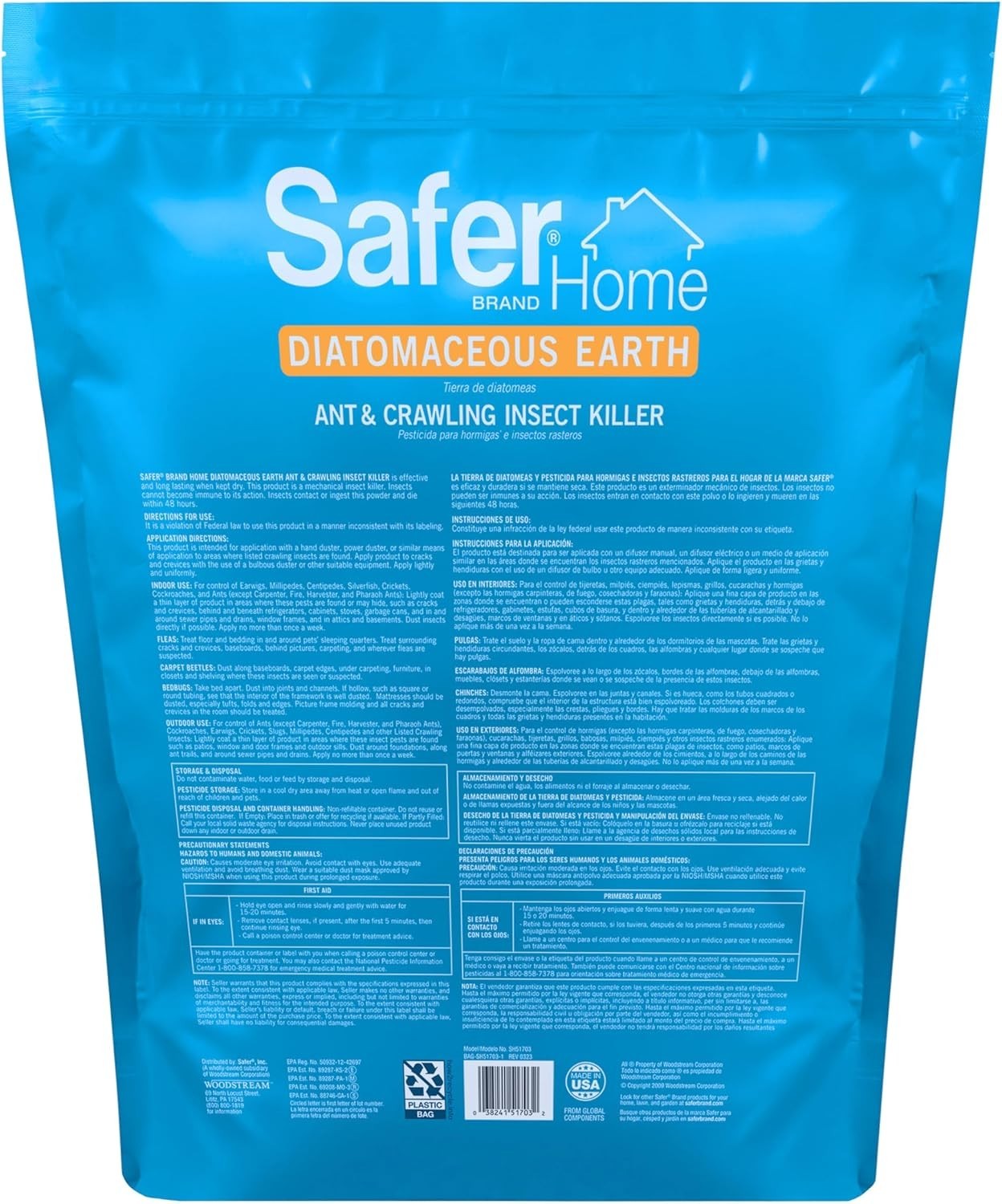 Home Diatomaceous Earth 4 lb Organic Powder for Fleas, Ants & Crawling Insects