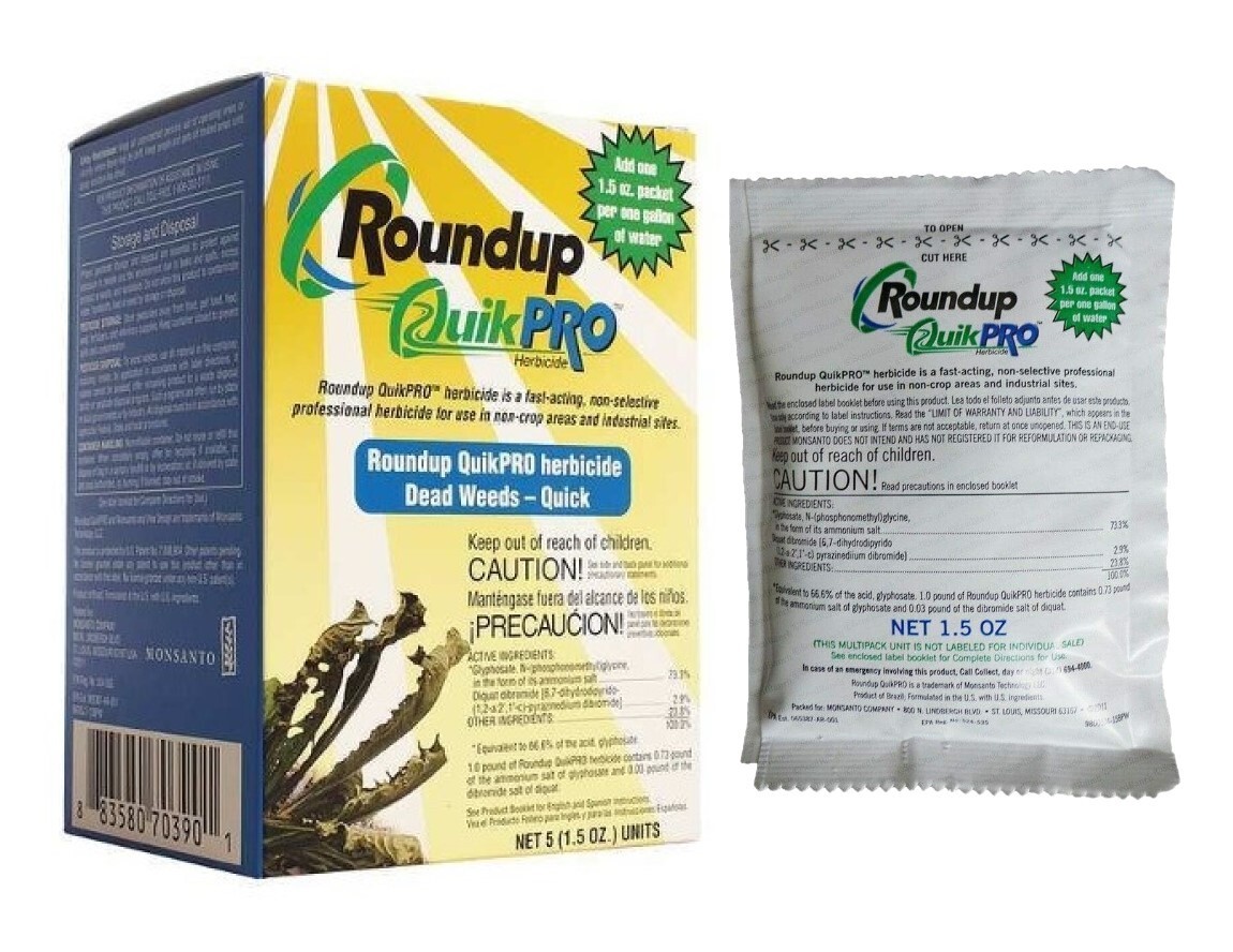 Roundup QuickPro 15 Packets – Makes 15 Gallons 73.3% Glyphosate Weed Root Killer