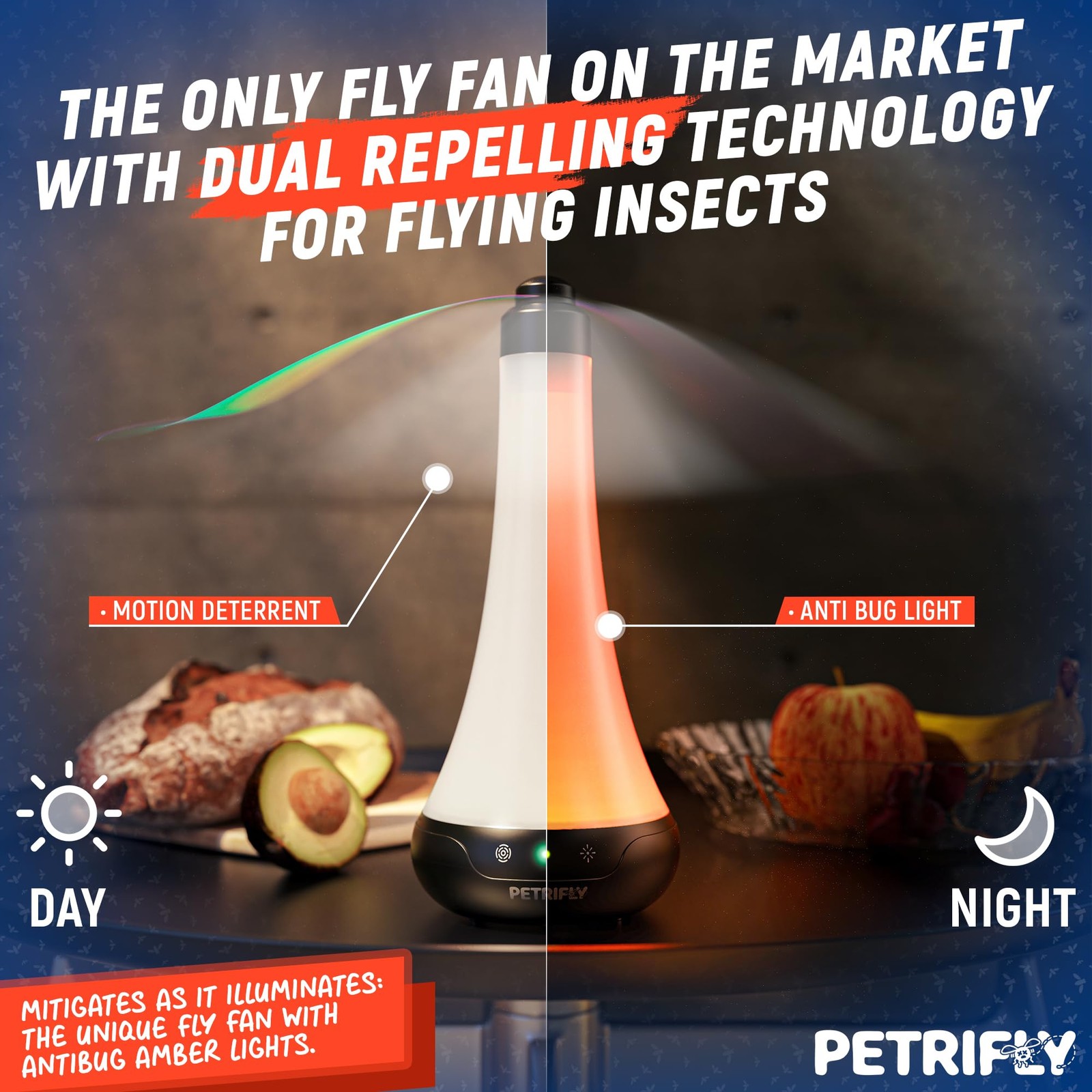 PETRI Fly Fans for Tables 2pk with Anti Bug Light – Food 2 count (Pack of 2)