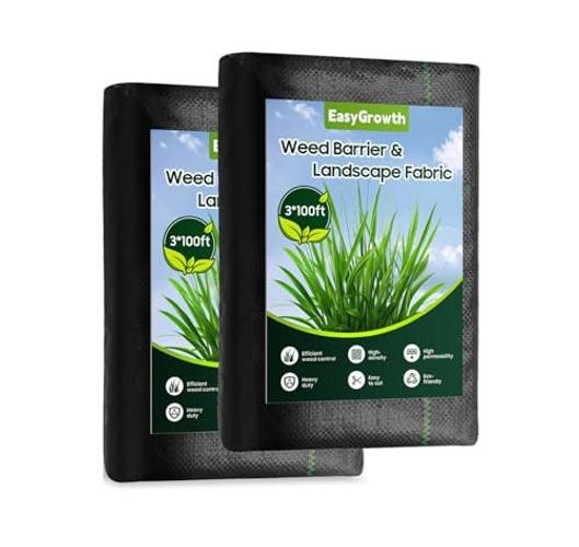 Weed Barrier Landscape Fabric, Heavy Duty Polypropylene, Black, 3FT × 100FT