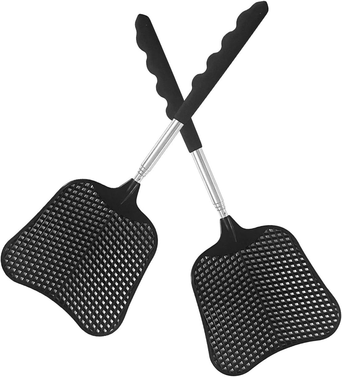 2 Pack Fly Swatters Heavy Duty Set, Telescopic Fly Swatter