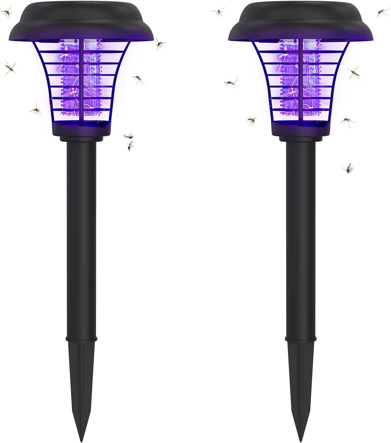 2PC Solar Powered Outdoor Mosquito Fly Bug Insect Zapper Killer Trap Lamp Light