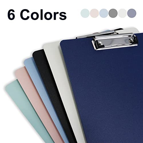 Plastic Clipboard, 6Pack Assorted Colors Office Clipboard, 12.5 x 9 Inch