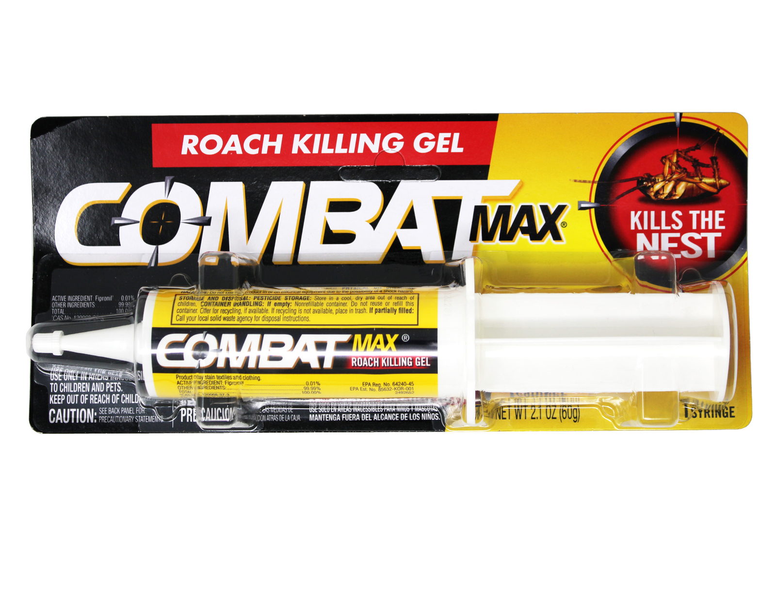 Combat Max Roach Killing Gel for Indoor and Outdoor Use, 1 Syringe, 2.1 Ounces