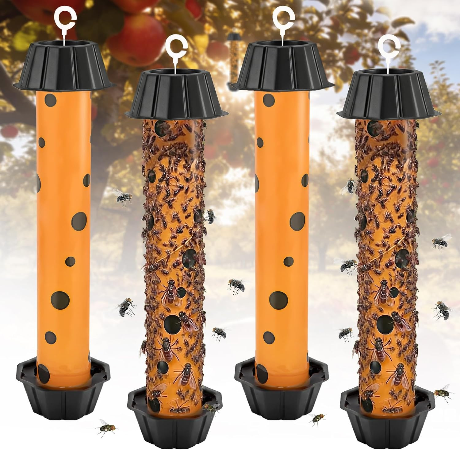 4 Pack Fly Trap Stick, Sticky Fly Traps Indoor/Outdoor, Flies Catcher Paper Tape