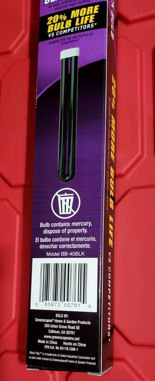Black Flag 40W Replacement Bulb for Bug Zapper – Model BB-40BLK – NEW FREE SHPN