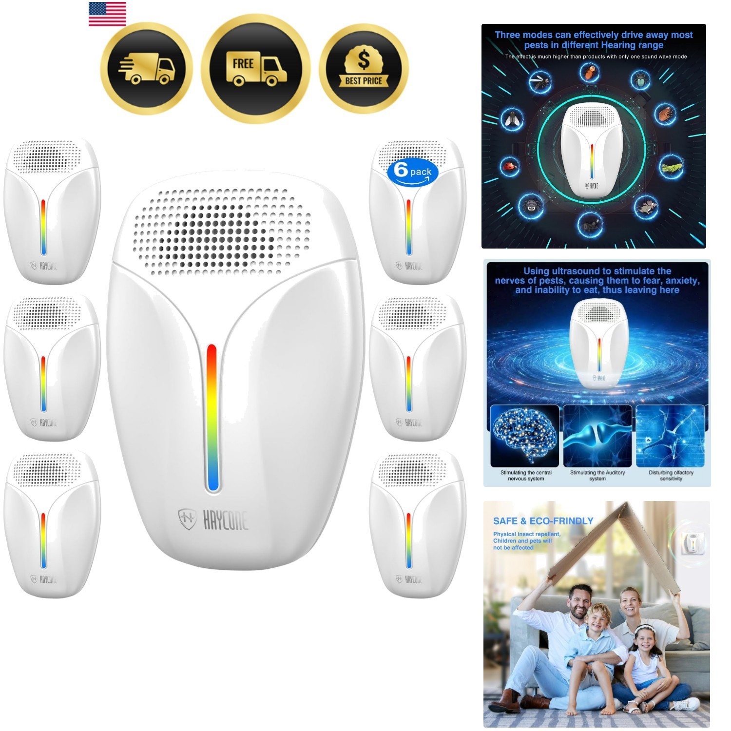 Upgraded Ultrasonic Repeller & Insect Indoor Repeller,Ultrasonic and Repellen…