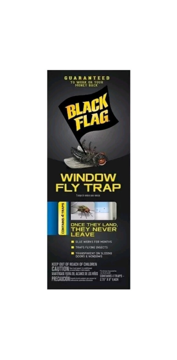 2 pack Black Flag WINDOW FLY TRAP Transparent Sheet 2.75″ X 8″ L 4 Traps