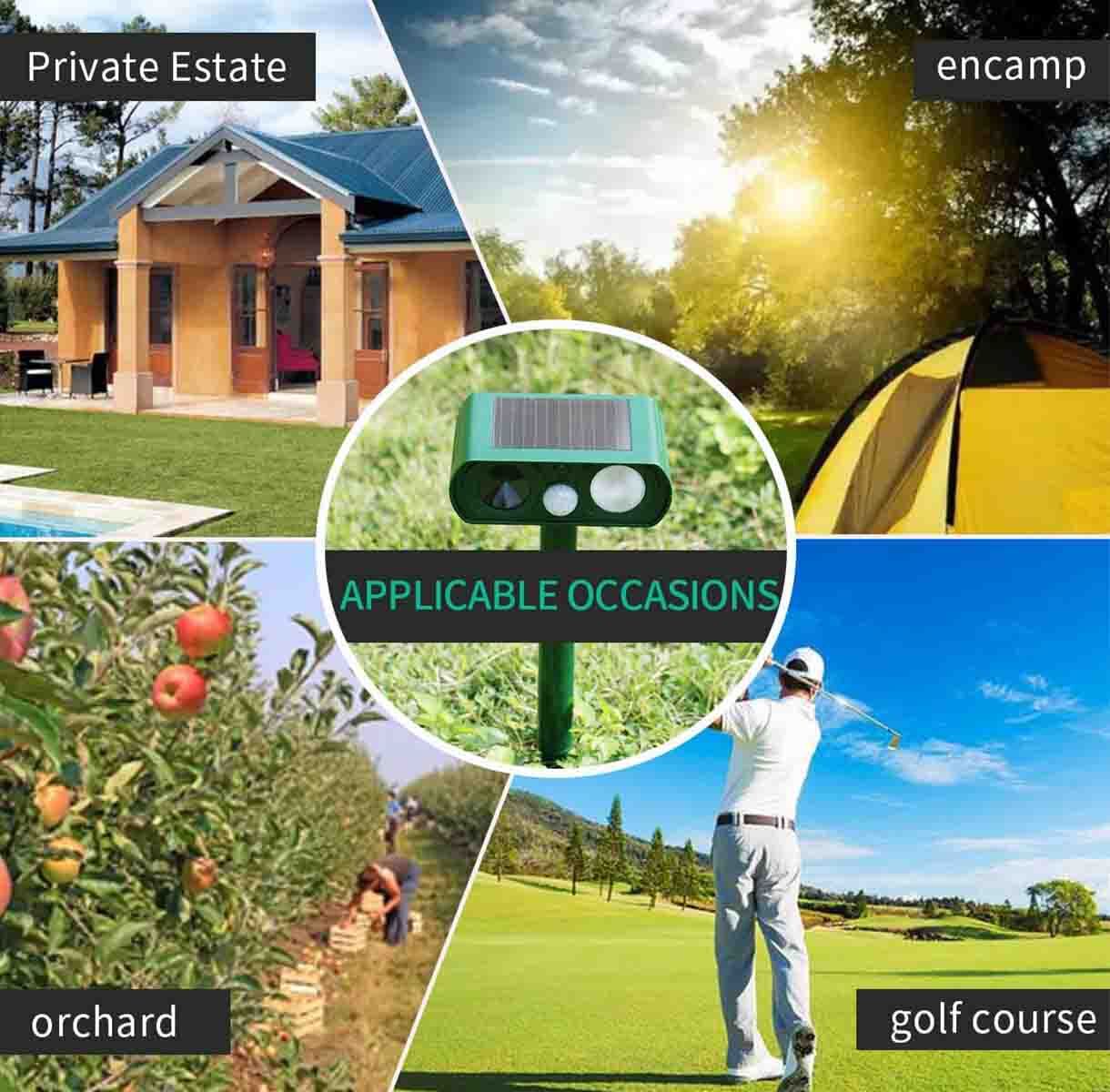 1 Pcs Animal Repeller Ultrasonic Solar Power Outdoor Pest Cat Mice Deer Sensor