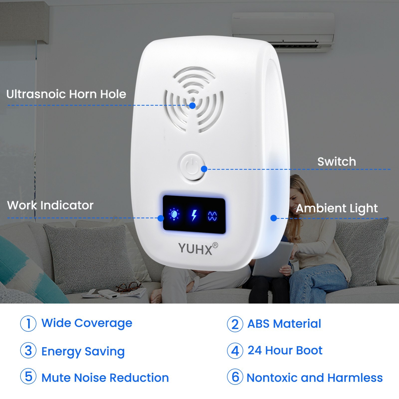 Ultrasonic Pest Repeller 6 Packs Electronic Indoor Plug in for Insects, Pest Con