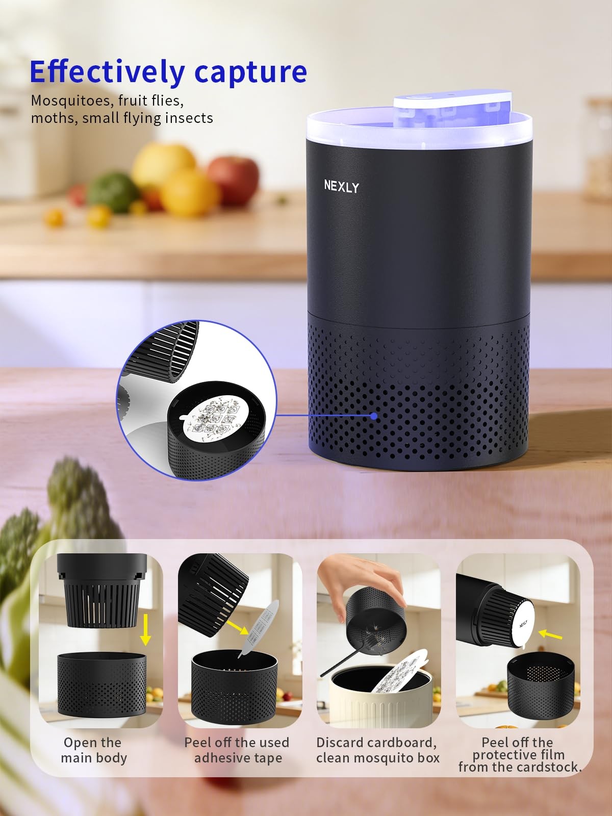 Bug Zapper & Trap for Indoor Use, UVA Mosquito Killer with Energy-Efficient L…