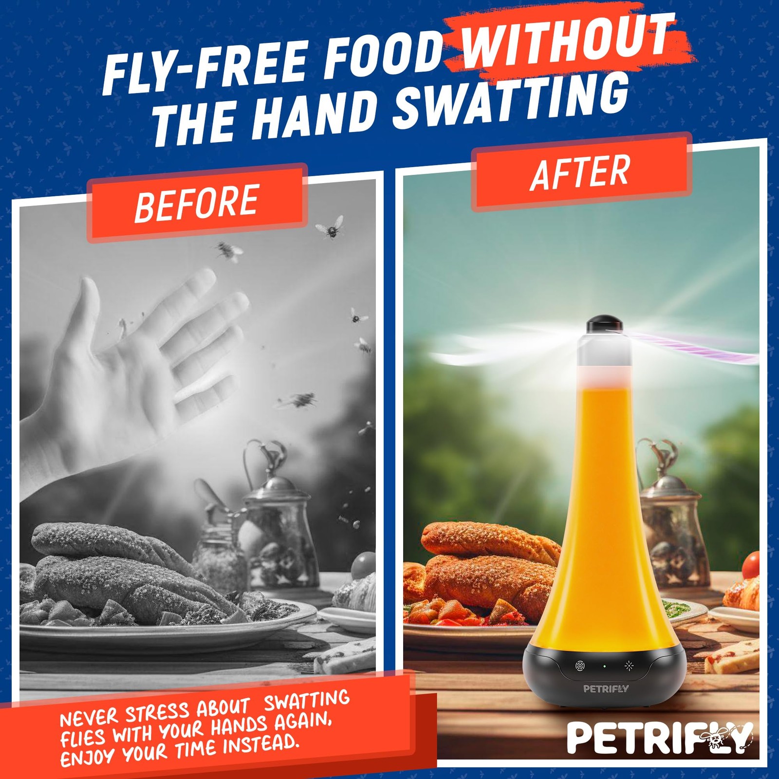 PETRI Fly Fans for Tables 2pk with Anti Bug Light – Food 2 count (Pack of 2)