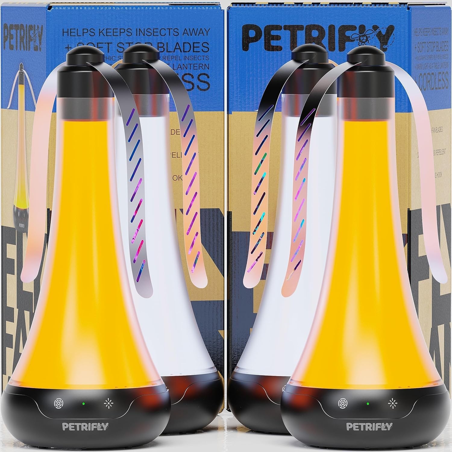 Petri Fly Fans for Tables 4pk with Anti Bug Light – Food 4 count (Pack of 4)