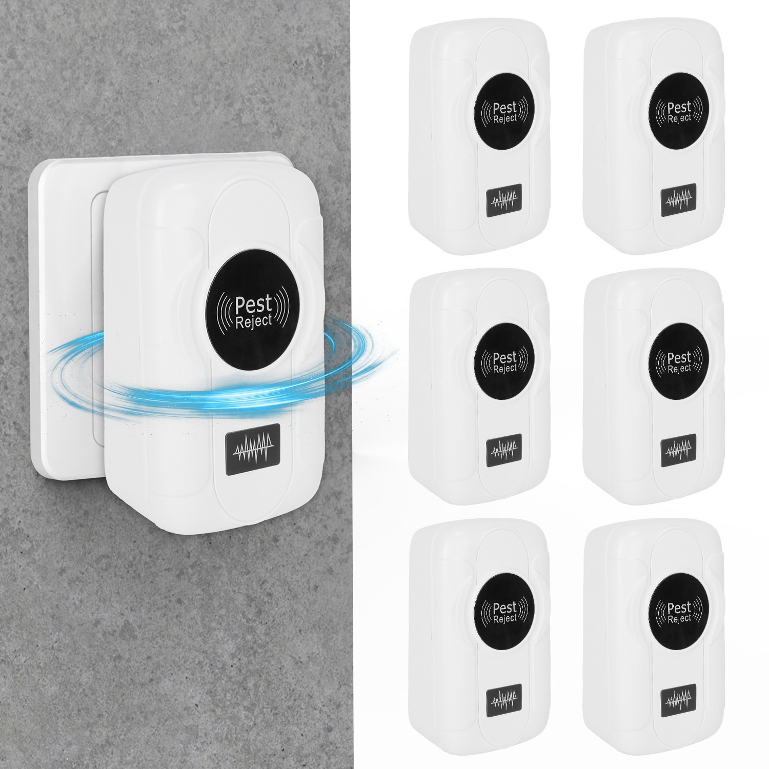 6 Pack 32-120KHz Ultrasonic Insect Plug In Bug